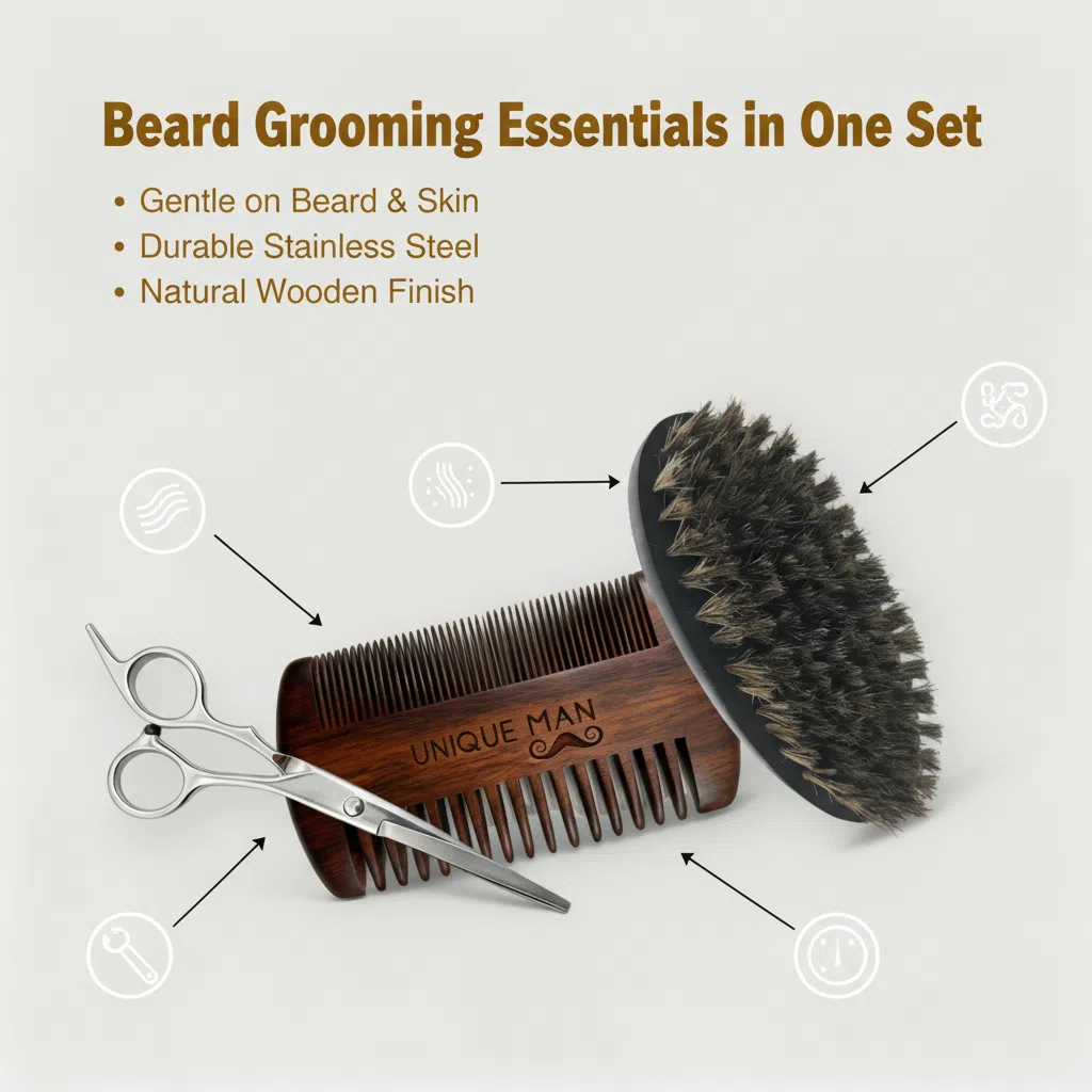 مجموعة اللحية الرجالية الفريدة - مراجعة Grooming Kit وسعره